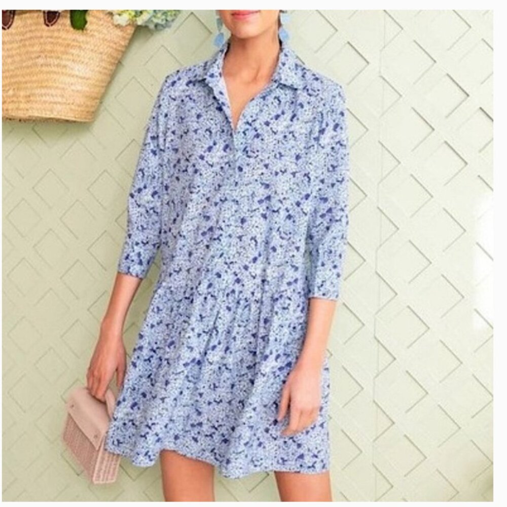 Tuckernuck Blue Floral Long Sleeve Dress